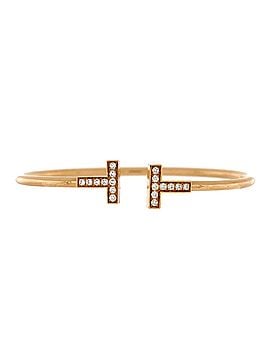 Tiffany & Co. T Wire Bracelet 18K Rose Gold with Diamonds (view 1)