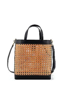 Saint Laurent Shopper Tote Woven Straw and Leather Toy (view 2)