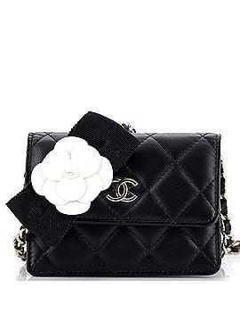 Chanel Camellia Bow Flap Card Holder with Chain Quilted Lambskin (view 1)