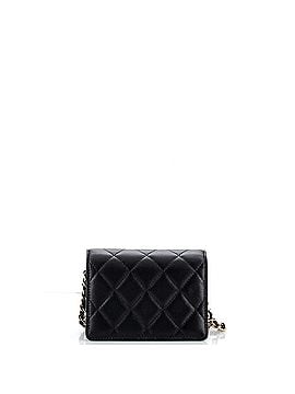 Chanel Camellia Bow Flap Card Holder with Chain Quilted Lambskin (view 2)