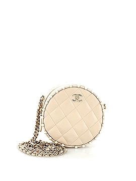 Chanel Round Clutch with Chain Quilted Calfskin with Pearl Detail (view 1)