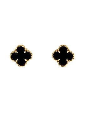 Van Cleef & Arpels Sweet Alhambra Stud Earrings 18K Yellow Gold and Onyx (view 1)