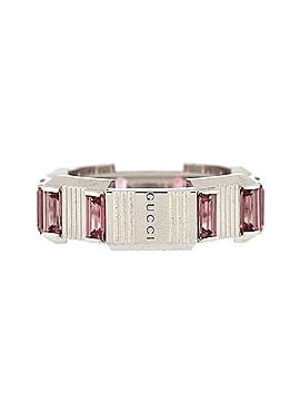 Gucci Link To Love Striped Ring 18K White Gold with Rubellite 7mm (view 2)