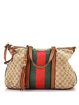 Gucci Rania Convertible Top Handle Bag Web GG Canvas Medium (view 1)