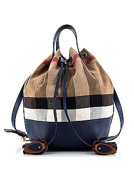 Burberry Heston Bucket Bag House Check Canvas with Leather Medium (view 1)