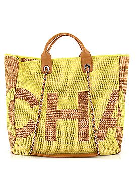 Chanel Deauville Logo Shopping Tote Printed Raffia Large (view 1)