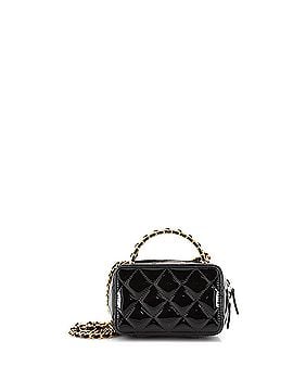 Chanel Woven Chain Top Handle Vanity Case Quilted Patent Mini (view 2)