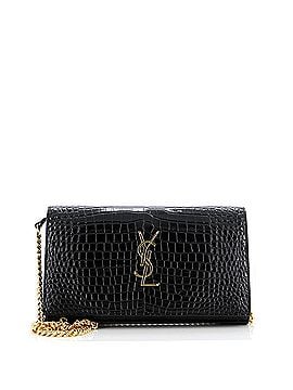 Saint Laurent Classic Monogram Wallet on Chain Crocodile Embossed Leather Small (view 1)