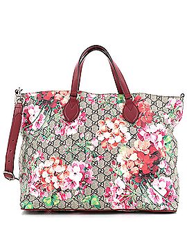 Gucci Convertible Soft Tote Blooms Print GG Coated Canvas Medium (view 1)