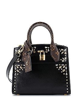 Louis Vuitton City Steamer Handbag Studded Leather and Monogram Canvas Mini (view 1)