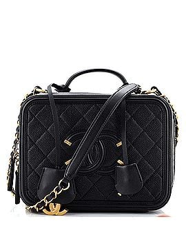 Chanel Filigree Vanity Case Quilted Caviar Medium (view 1)