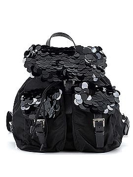 Prada Double Pocket Drawstring Backpack Tessuto with Paillettes (view 1)