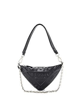 Prada Triangle Logo Zip Chain Crossbody Bag Embossed Leather Small (view 1)