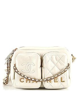 Chanel Logo Twin Pockets Chain Camera Case Quilted Calfskin Small (view 1)