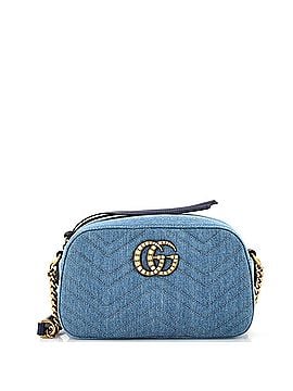 Gucci Pearly GG Marmont Shoulder Bag Matelasse Denim Small (view 1)