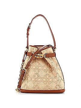 Christian Dior C'est Bucket Bag Cannage Embroidered Raffia with Leather Medium (view 1)