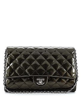 Chanel Clutch with Chain Quilted Striated Metallic Patent (view 1)