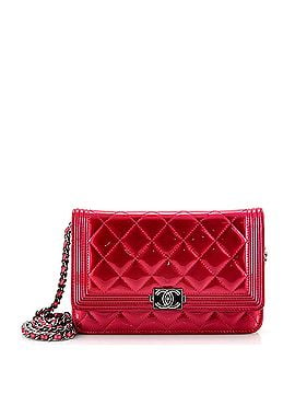 Chanel Boy Wallet on Chain Quilted Patent (view 1)