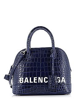 Balenciaga Logo Ville Bag Crocodile Embossed Leather Small (view 1)