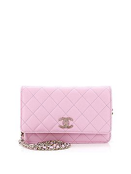 Chanel Crystal Woven CC Wallet on Chain Quilted Caviar (view 1)