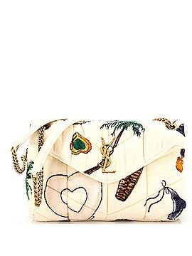 Saint Laurent Loulou Puffer Shoulder Bag Quilted Printed Terry Cloth Small (view 1)