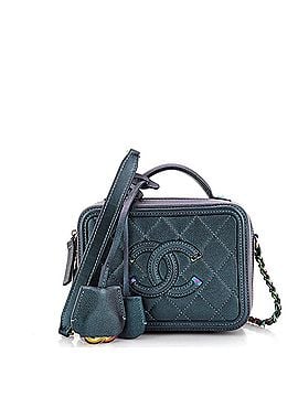 Chanel Filigree Vanity Case Quilted Iridescent Caviar Small (view 1)