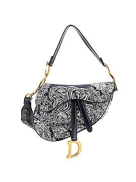 Christian Dior Toile De Jouy Saddle Bag Embroidered Canvas Medium (view 1)