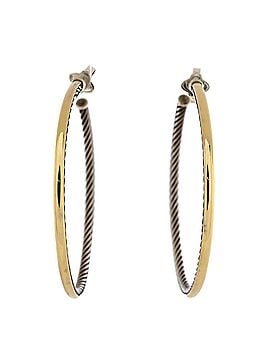 David Yurman Crossover Hoop Earrings Sterling Silver and 18K Yellow Gold 64mm (view 1)
