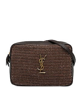 Yves Saint Laurent Woven Raffia and Leather Lou Camera Bag (view 1)