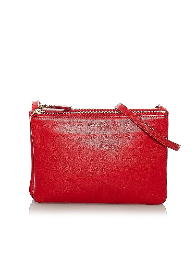 Céline 100% Leather Red Small Trio Leather Crossbody Bag One Size - 13% ...