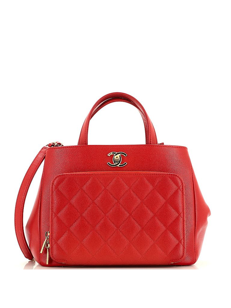 Chanel 100% Leather Red Business Affinity Tote Quilted Caviar Small One size - photo 1