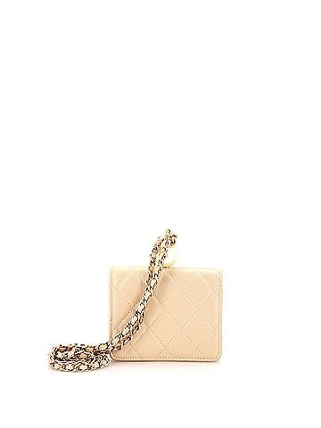 Chanel CC Pearl Coin Card Holder with Chain Quilted Iridescent Caviar (view 2)