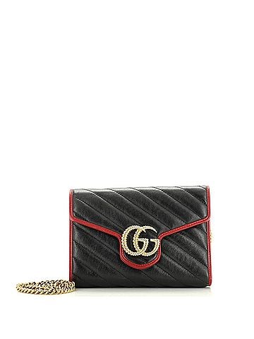 Gucci GG Marmont Chain Wallet Diagonal Quilted Leather Mini (view 1)