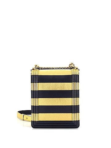 Chanel Paris-New York North South Boy Flap Bag Striped Lambskin Small (view 2)