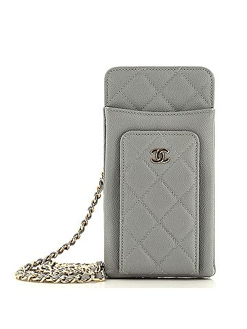 Chanel O Phone Holder Crossbody Bag Quilted Caviar (view 1)