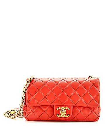 Chanel Pearl Samba Resin Chain Flap Bag Quilted Lambskin Mini (view 1)