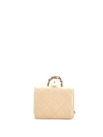 Chanel CC Pearl Coin Card Holder with Chain Quilted Iridescent Caviar (view 2)