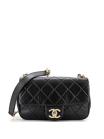 Chanel Crystal Pearls Chain Flap Bag Quilted Calfskin Small (view 1)