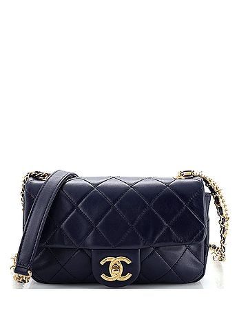 Chanel Crystal Pearls Chain Flap Bag Quilted Calfskin Small (view 1)