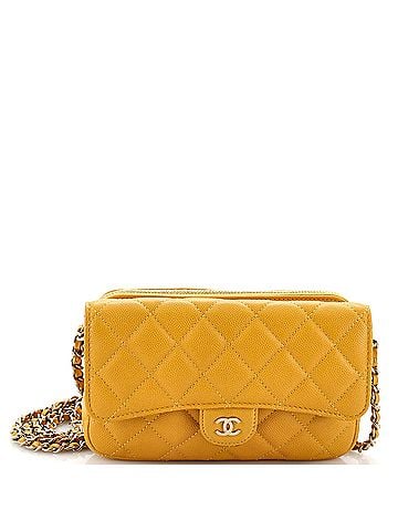 Chanel Classic Flap Phone Holder with Chain Quilted Caviar (view 1)