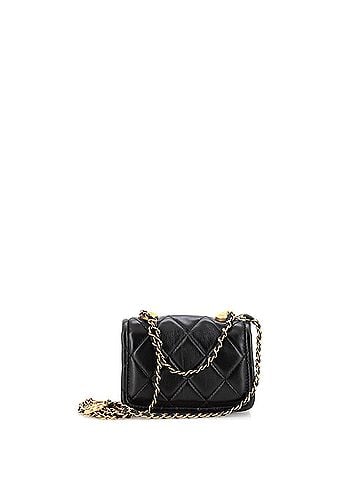 Chanel Button on Top Flap Clutch with Chain Quilted Shiny Lambskin Mini (view 2)