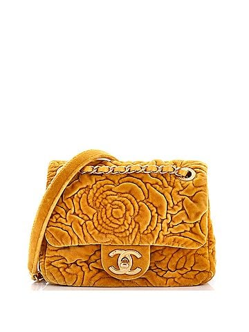 Chanel Square Classic Single Flap Bag Camellia Velvet Mini (view 1)