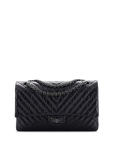 Chanel So Black Reissue 2.55 Flap Bag Chevron Aged Calfskin 226 (view 1)