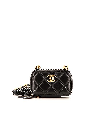 Chanel Lacquered Metal CC Zip Around Card Holder on Chain Quilted Lambskin (view 1)