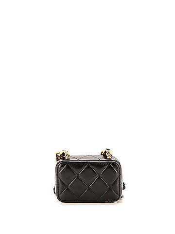 Chanel Lacquered Metal CC Zip Around Card Holder on Chain Quilted Lambskin (view 2)
