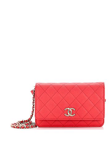 Chanel Textured CC Wallet on Chain Quilted Caviar (view 1)