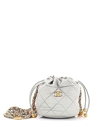 Chanel Medallion Charms Drawstring Bucket Bag Quilted Caviar Mini (view 1)