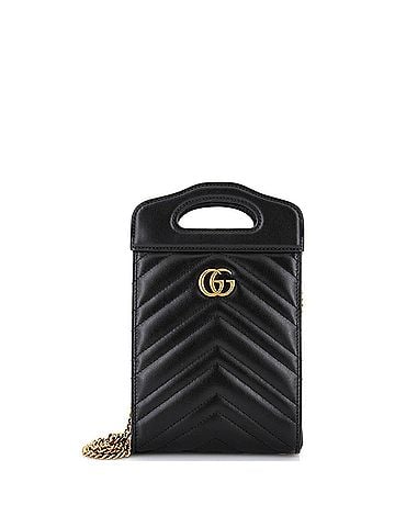 Gucci GG Marmont Top Handle Convertible Chain Tote Matelasse Leather Mini (view 1)