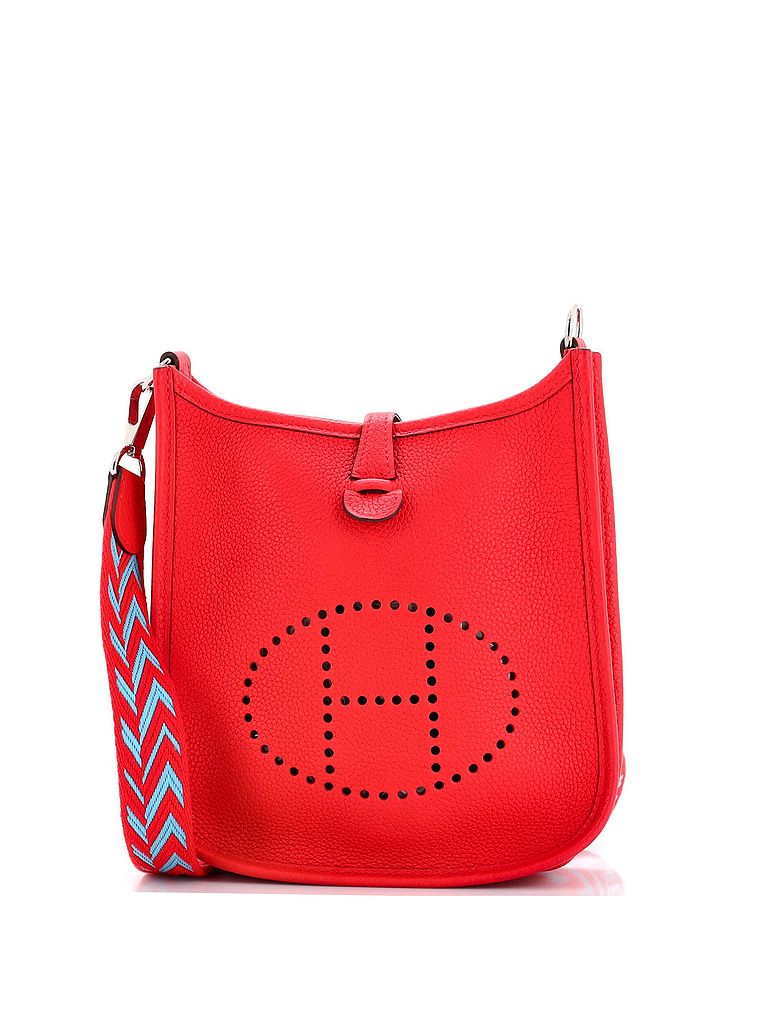 Hermès 100% Leather Red Long Strap Evelyne Bag Clemence TPM One size - photo 1