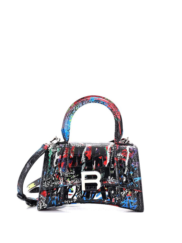Balenciaga 100% Leather Multi Color Graffiti Hourglass Top Handle Bag Crocodile Embossed Leather Small One size - photo 1